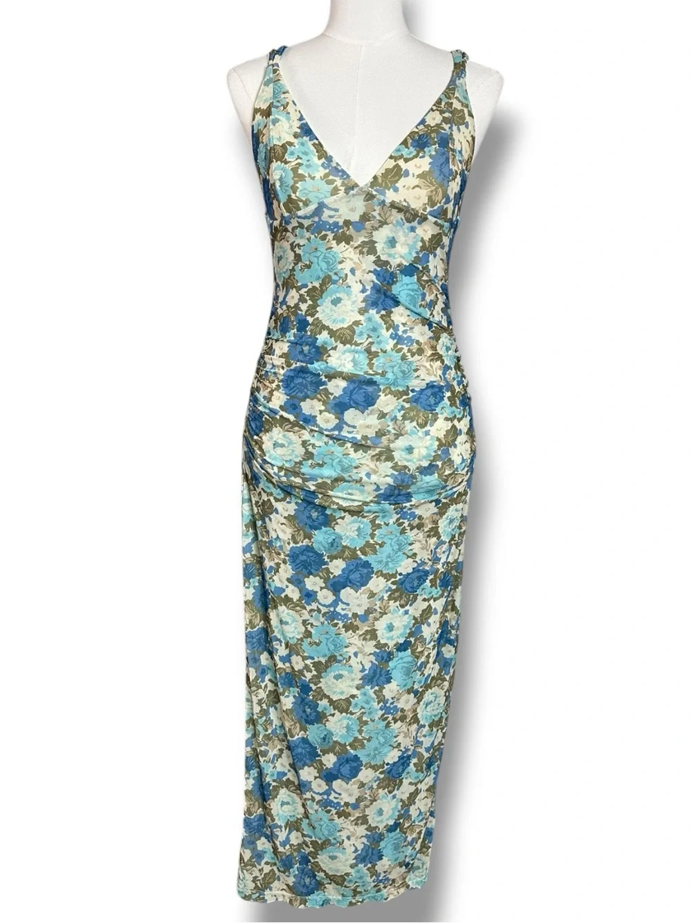 Free People Retro 90s Y2K Long Live Floral  Mesh Slip Midi Dress Size Large NWT